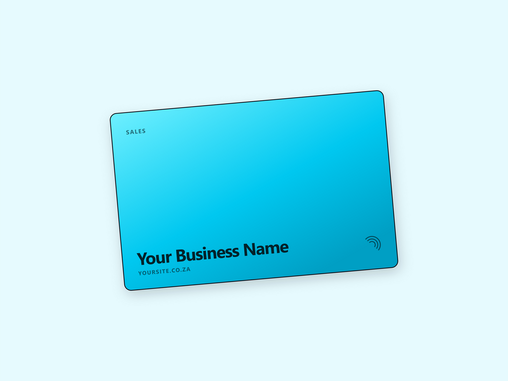 Single cyan PVC NFC card from a multipack