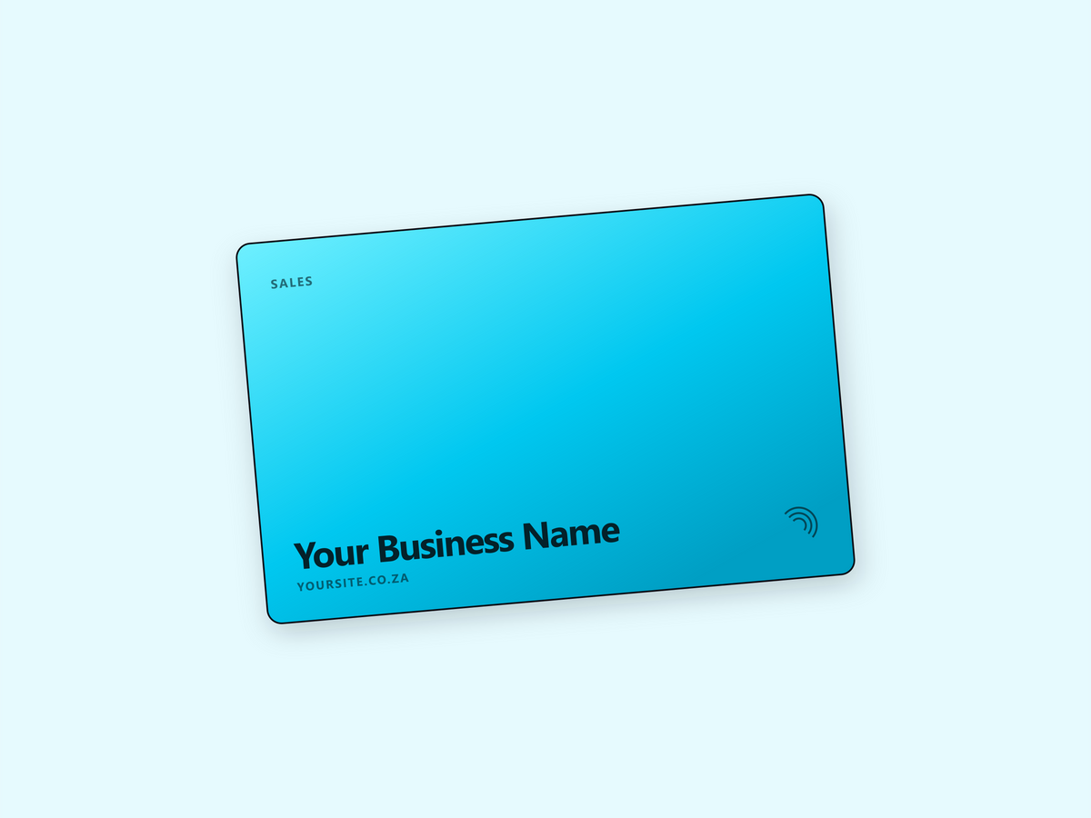 Single cyan PVC NFC card from a multipack